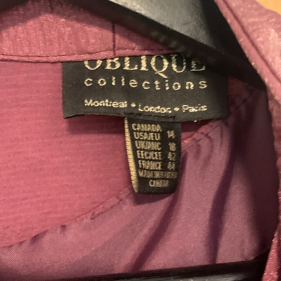 Oblique purple long formal dress with jacket - Picture 4 of 6